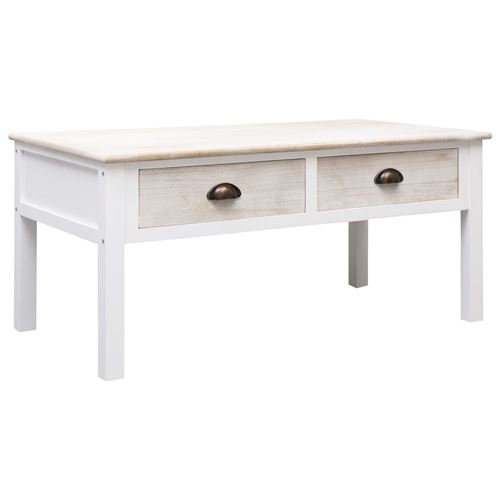 vidaXL Table basse Blanc et naturel 100 x 50 x 45 cm Bois