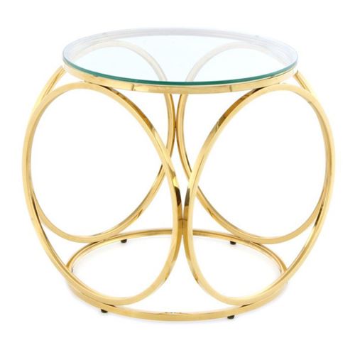 Non Communiqué Transparent Table D'appoint Design "Whitney" 52Cm & Or