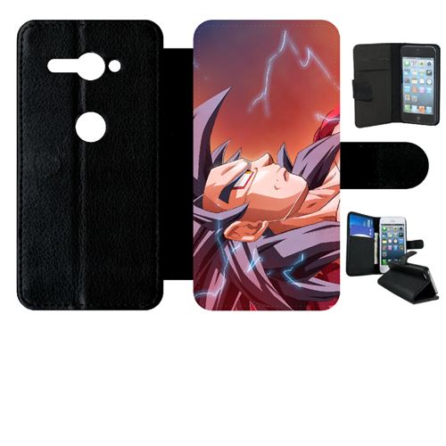 Etui My-Kase pour Xperia XZ2 Compact - dragon ball gt goku super saiyan 4 - Simili-cuir Noir