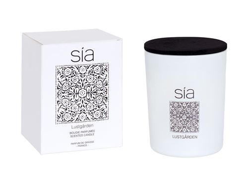 Bougie SIA parfumée BOTANIQUE - D. 8,5 x H. 10 cm - Verre - Senteur rose turque - Coloris : blanc