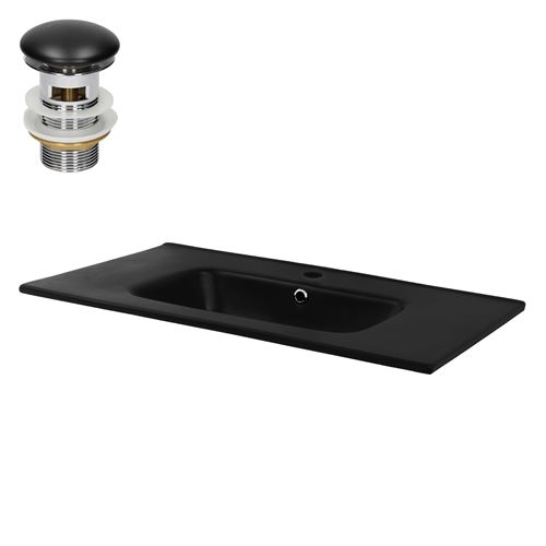 Vasque 81x16,5x46 cm noir en céramique ML-Design
