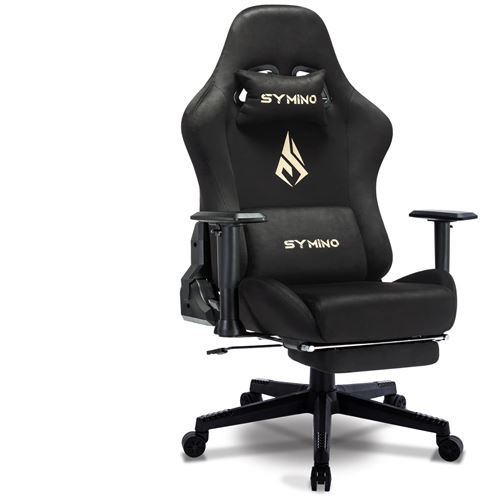  Chaise de bureau ergonomique SYMINO - Confort premium & mobilit&eacute; optimale pour travailler et gamer au quotidien - Noir