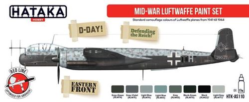 Red Line Set (8 Pcs) Mid-war Luftwaffe Paint Set - Hataka