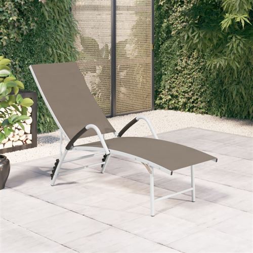 Chaise longue vidaxl en aluminium L. 170 cm marron H. 96 cm non pliable