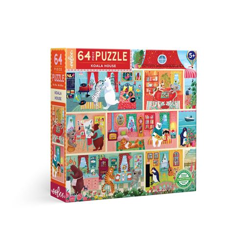 Puzzle carton enfant 64 pieces MAISON DES KOALAS EEBOO Carton Multicolore