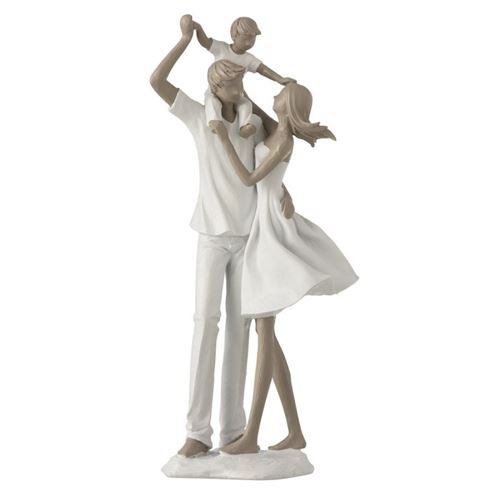 Generique Blanc Statuette Déco "Couple & Enfant" 39Cm - Image 2
