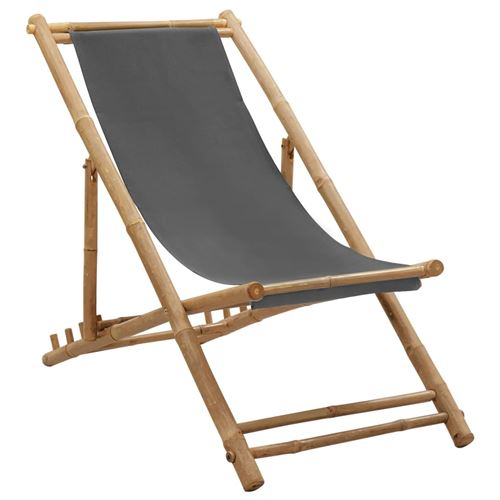 vidaXL Chaise de terrasse Bambou et toile Gris foncé