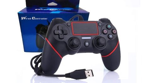 Non Communiqué Noir Chronus Manette Rouge Filaire Pour Ps4 Et Pc. Contrôleur, Gamepad, Joystick Support De Mouvement Et De Vibration,