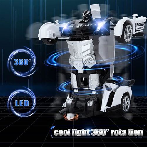 Voiture Télécommandée Lumineux Enfants, OUTUOTWQ Robot Transformateur  Voiture RC 2.4GHz Rotation à 360° Jouet Voiture - Police Noir - Voiture  télécommandée - Achat & prix