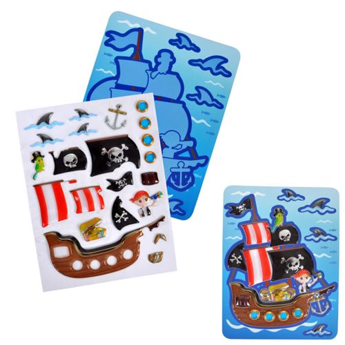Non Communiqué Bleu Tableau À Stickers "Pirate" 14X18cm