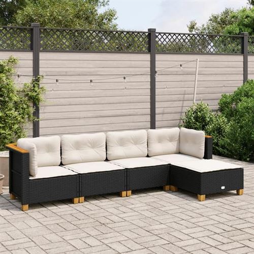 Non Communiqué Noir Salon De Jardin Modulable Vidaxl Rotin 5 Pieces 56.5 X 56.5 X 56.5