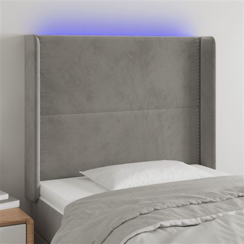 vidaXL Tête de lit à LED Gris clair 103x16x118/128 cm Velours3123950
