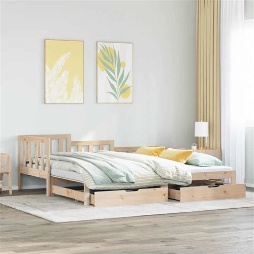 vidaXL Lit de jour et lit gigogne et tiroirs 90x190 cm bois pin massif