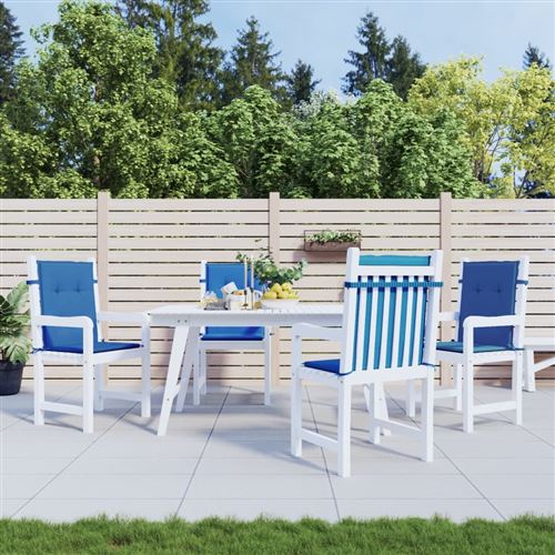 Coussins de chaise de jardin 4 pcs Bleu royal 100x50x3 cm