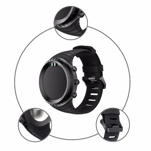 Non Communiqué Noir Bracelet En Silicone Pour Suunto Core