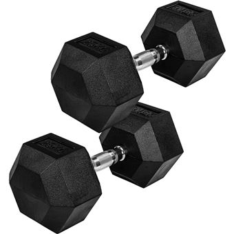 Haltères Hexagonales En Fonte Caoutchoutées – Lot De 2 X 17,5 Kg Pour La Musculation à Domicile !
