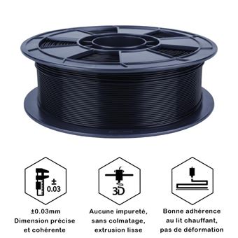 G3D PRO® Filament PLA pour imprimante 3D, 1,75mm, Noir, Bobine, 0