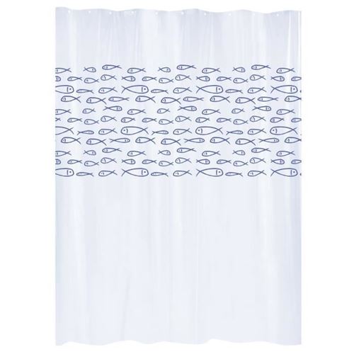 Design rideau de douche - 180x200 cm - motif poisson - majorelle