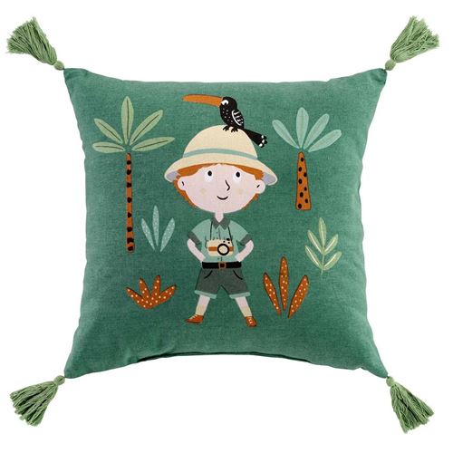 Coussin déco leo l'explorateur