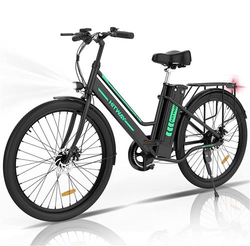 V&eacute;lo &eacute;lectrique HITWAY 26"" Noir - Moteur 250W - Batterie Lithium Amovible 36V 8,4Ah
