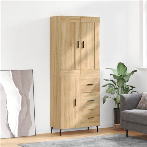 Non Communiqué Marron Vidaxl Hoge Kast 69,5X34x180 Cm Bewerkt Hout Sonoma Eikenkleurig3199828