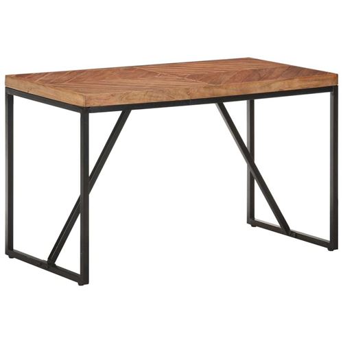 Non Communiqué Marron Table A Manger Fixe Sans Tiroir 4 Personnes Rectangle En Bois L 120 Cm