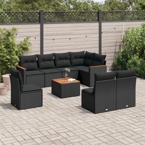 Non Communiqué Noir Salon De Jardin Modulable Vidaxl Resine Tressee 9 Pieces X 61.5 X 69 8 Personnes