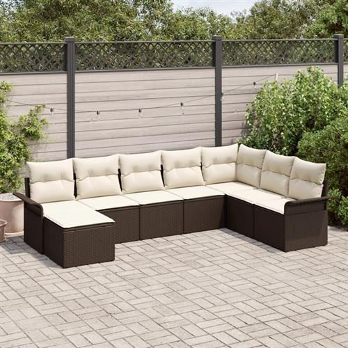 Non Communiqué Marron Ensemble De Canapé De Jardin 8 Pièces Avec Coussins En Poly Rotin Canapé De Jardin 2 Places Avec Rangement 3354147