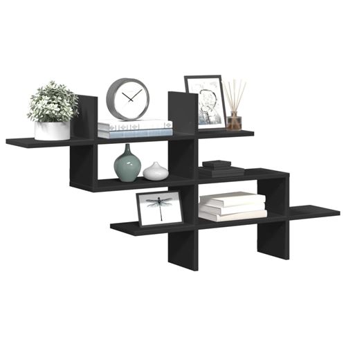 vidaXL Étagère murale noir 124,5x18x60,5 cm bois d'ingénierie