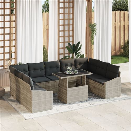 vidaXL Sofa Set 10 stk. Hellgrau Poly-Rattan
