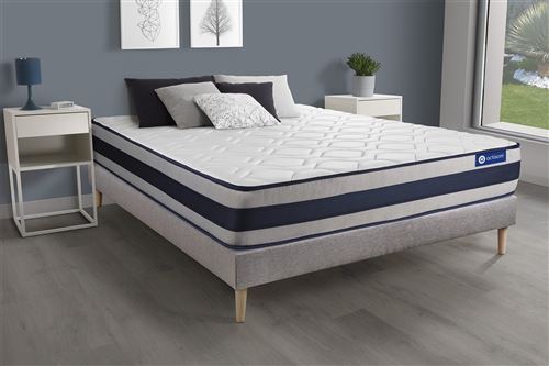Matelas + sommier 140x200 ressorts ensach&eacute;s et m&eacute;moire de forme ACTISOM - Actiflex ergo