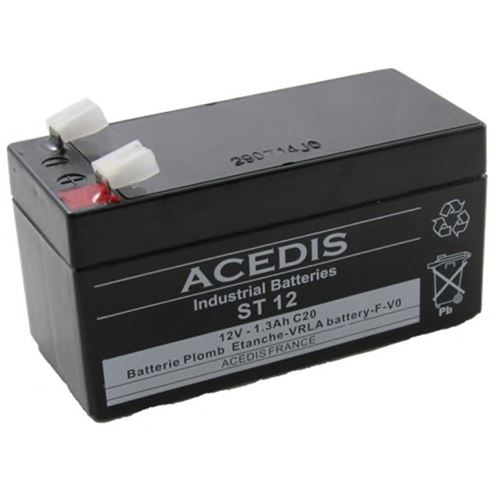 Batterie Plomb Etanche ACEDIS ST12 - AGM VRLA, 12 Volts, 1,3 Ah