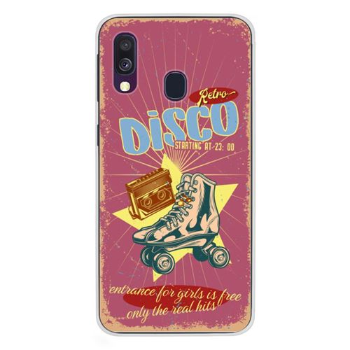 Coque en silicone imprimée compatible Samsung Galaxy A40 Retro disco