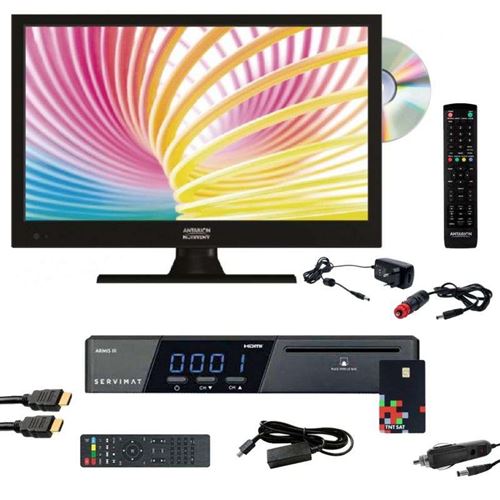 Tv led hd 40 cm avec lecteur dvd tntsat et decodeur integres dimensions L.37 x H.23 x P.5.5 cm ANTARION