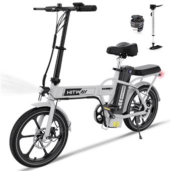 HITWAY Vélo Électrique 16″, Batterie Amovible 36V13Ah, Moteur 250W, E-Bike de ville pliable,Vélos à Assistance, Blanc - 1