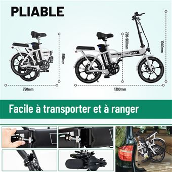 HITWAY Vélo Électrique 16″, Batterie Amovible Moteur