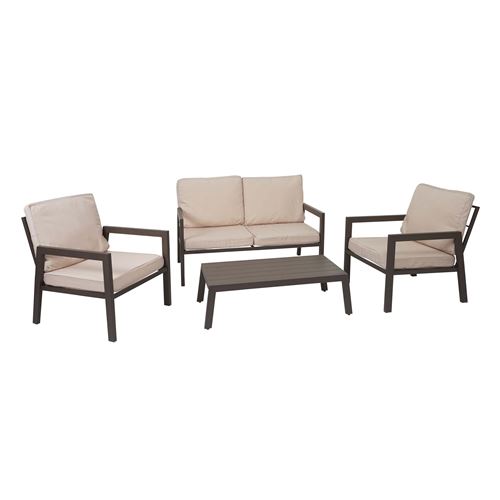 Mendler Beige Ensembles De Bancs. Canapes Et Tables De Jardin 4 Personnes 2 Pieces 32.0 X 109 X 32 Cm Acier - Image 3