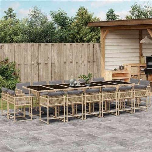 Non Communiqué Beige Vidaxl Salon De Jardin Avec Coussins 12 Pcs, Canapés De Patio, Ensemble De Meubles, Mobilier De Terrasse Extérieur, Noir 3223887