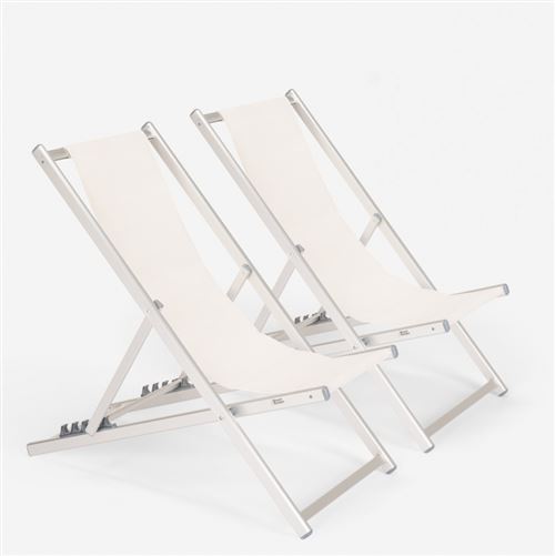 2 chaises de plage pliantes réglables en aluminium Riccione Gold Blanc