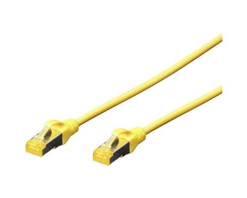 Digitus RJ45 Câble réseau câble patch CAT 6a S/FTP 25.00 cm jaune sans halogène torsadé par paire avec cliquet dencastrement ignifuge