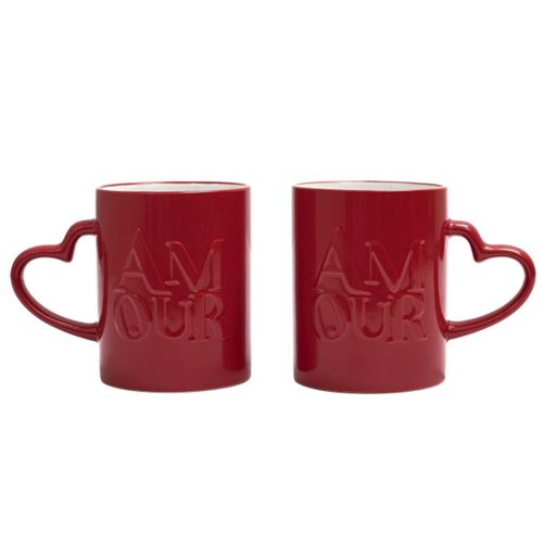 Non Communiqué Rouge Lot De 2 Mugs En Céramique "Amour" 30Cl