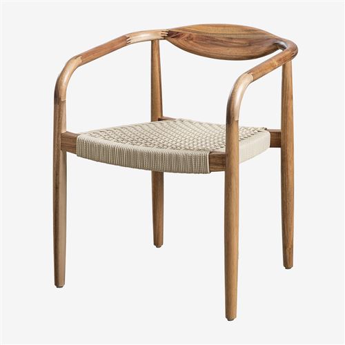 Chaise de jardin en bois d'acacia et corde tressée Mallory SKLUM Beige Crème 73,5 cm