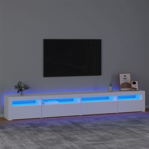 VIDAXL - Meuble TV avec éclairage LED - Blanc - 270x35x40 cm - Image 2