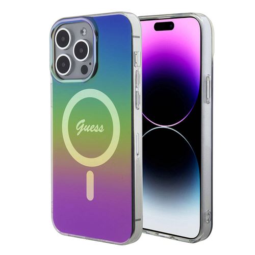 Guess Noir Étui Pour Iphone 15 Pro 6.1 Étui Rigide Iml Iridescent Magsafe - Neuf - Image 5