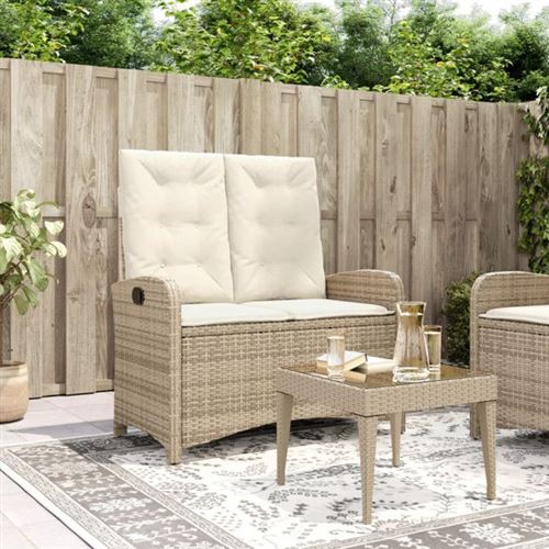 vidaXL - Banc de jardin inclinable - Résine tressée - Beige - Image 2