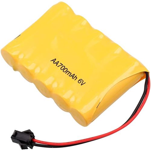 Batterie Rechargeable 700mAh AA NI-CD 6V pour Jouets, Power Bank Compatible Modèles RC, Amewi, Jamara Léger, 81g, 71x51x14mm, Jaune