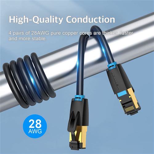 Cable RJ45 Ethernet Cat 8 40Gbps 8m High Speed SFTP Vention - Câbles réseau  - Achat & prix