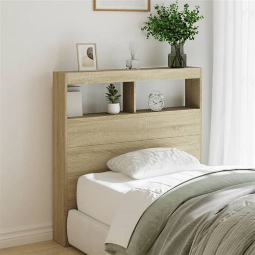 vidaXL Armoire tête de lit avec LED chêne sonoma 100x17x102 cm839184