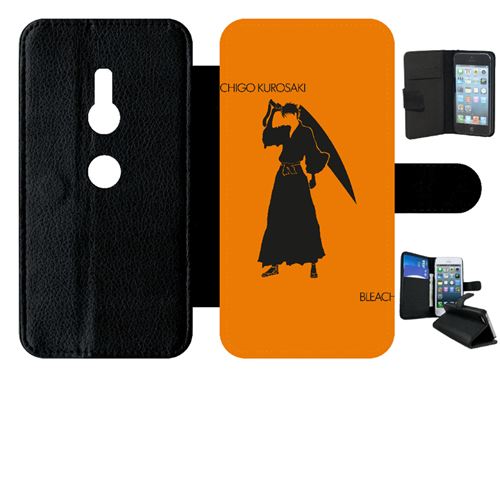 Etui My-Kase pour Xperia XZ2 - ichigo kurosaki bleach - Simili-cuir Noir