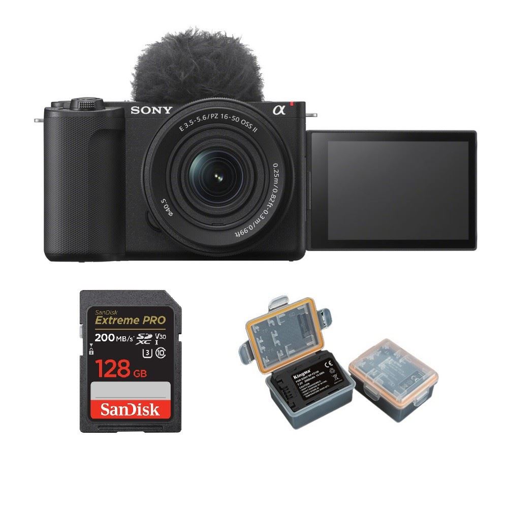 Kit Sony ZV-E10 + Objectif 16-50mm + Micro + Carte SD 128 Go - Comme Neuf, Occasion